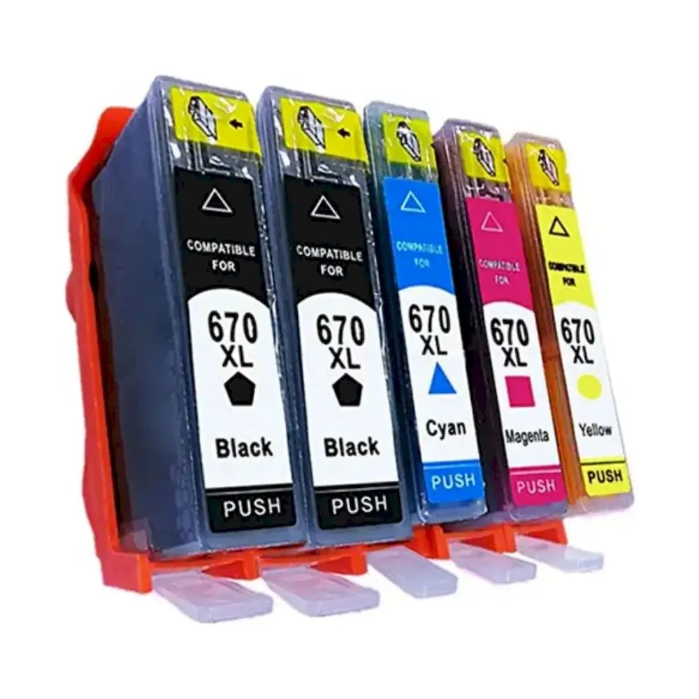 Cartucho HP 670 670XL TINTA HP 670 670XL compatible 3525 4615 4625 5525 6526 PACKx5 COLORES - Vista 4