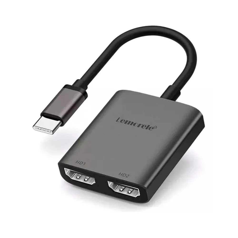 Adaptador USB C a HDMI dual LEMORELE USB C A 2 HDMI PC MAC IPAD - Vista 1