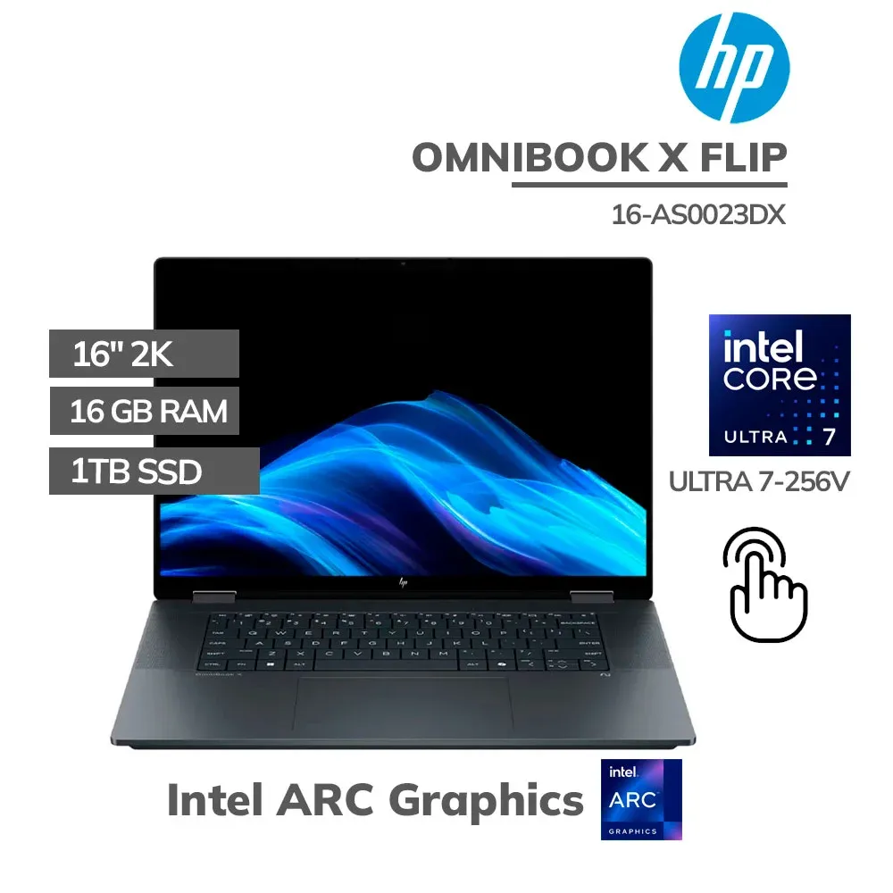 Laptop HP 16-as0023dx Omnibook X Flip LaptopNGAI 16" Core Ultra 7 16GB 512SSD W11 - Vista 1
