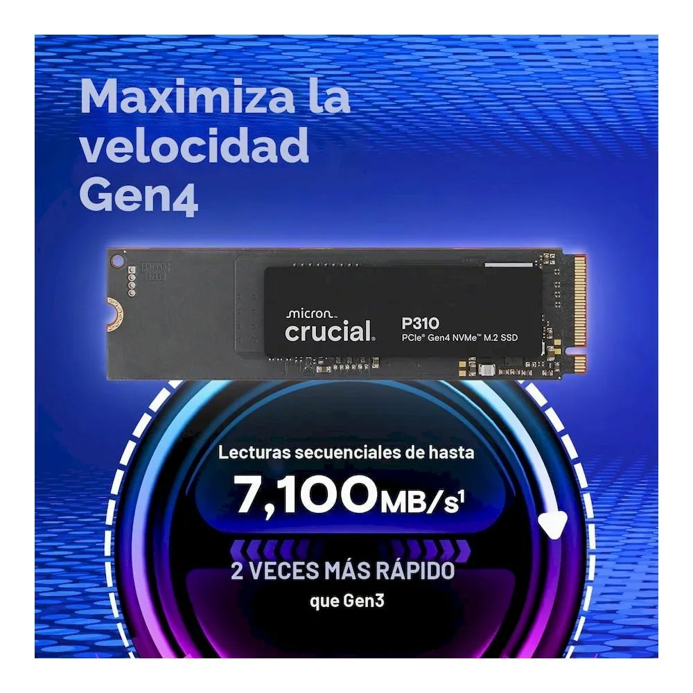 Disco SSD interno Crucial P310 1TB M.2 2280 GEN 4 7100MBS MICRON - Vista 3