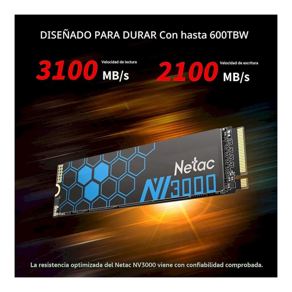DISCO SOLIDO SSD NETAC NV3000 1TB GEN3X4 HASTA 3100MB/s M.2 2280 - Vista 2