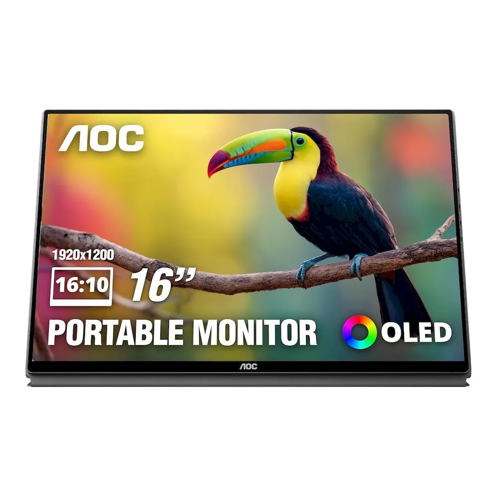 Monitor Portátil AOC 16T40D 16" 19200X1200 OLED 60HZ CON CUBIERTA INTELIGENTE - Vista 1