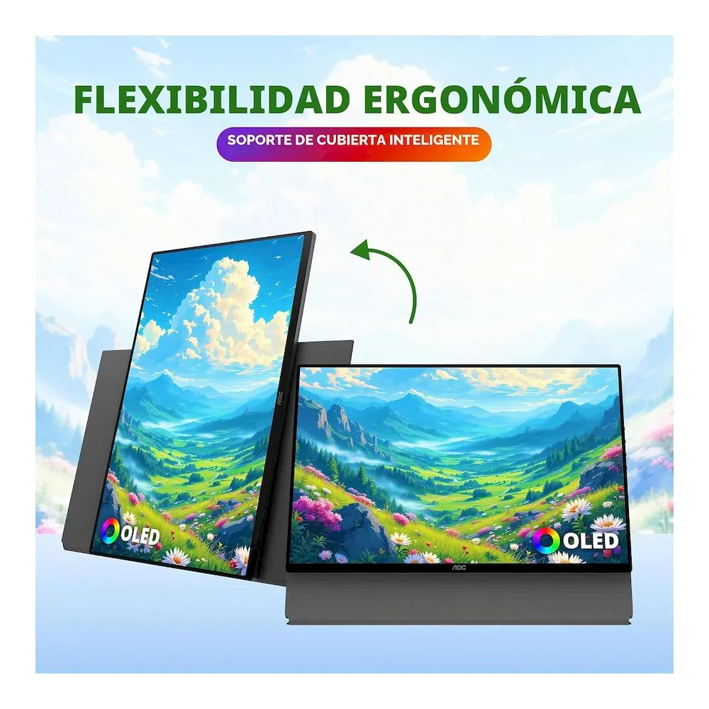 Monitor Portátil AOC 16T40D 16" 19200X1200 OLED 60HZ CON CUBIERTA INTELIGENTE - Vista 4