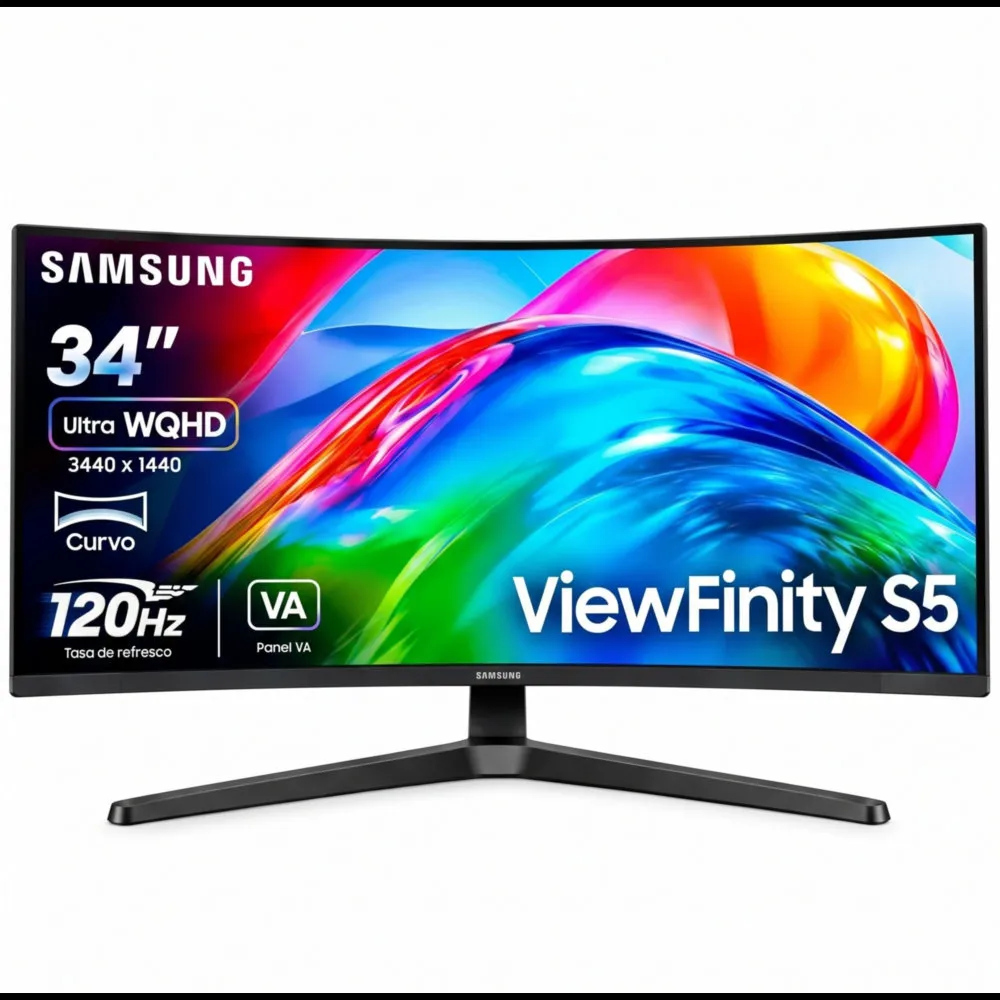 Monitor Samsung LS34H550GANXZA 34' S55GH CURVO ULTRAWIDE 120Hz VA PBP PIP FreeSync PREMIUN Monitor CURVO Viewfinity S5 - Vista 1