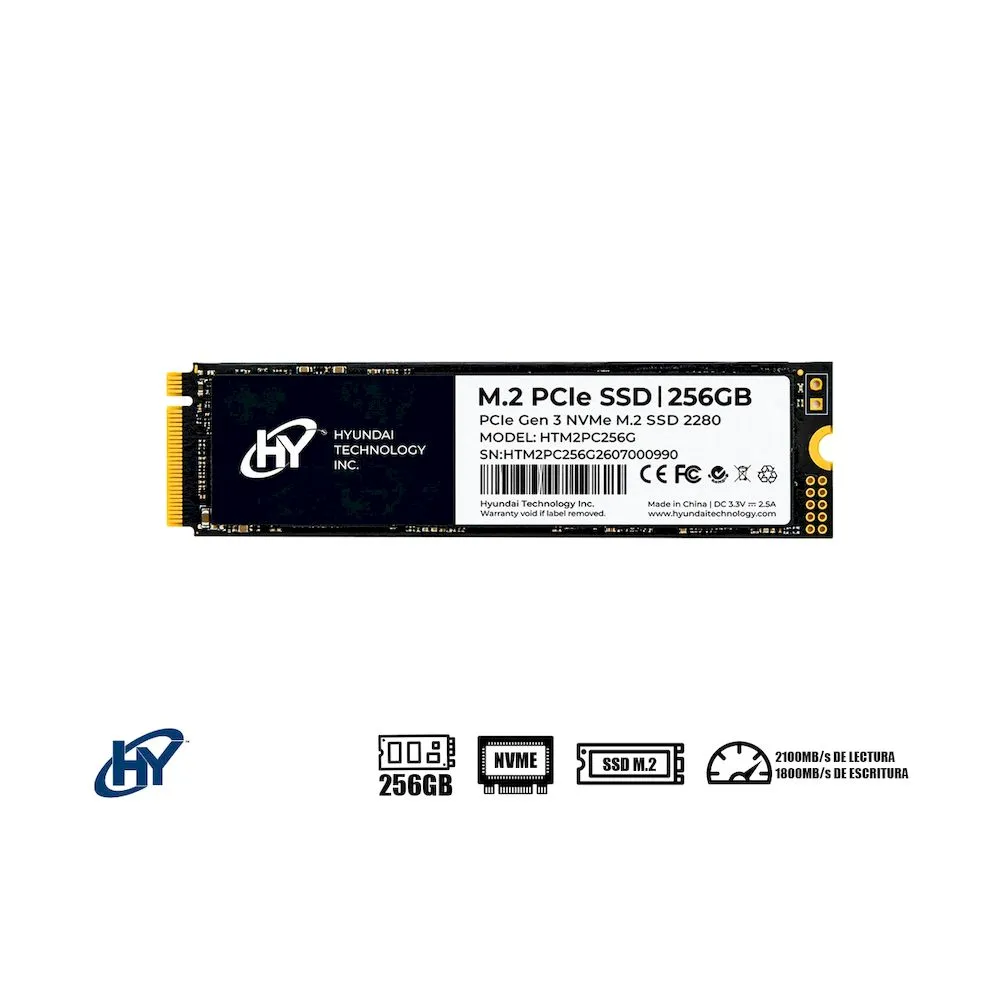 DISCO SSD HYUNDAI 256GB M.2 NVME PCIe Gen3 x4 LECTURA 2000 MBS - Vista 2