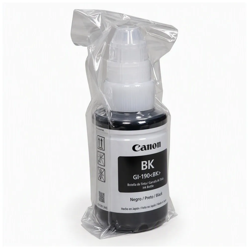Botella de tinta CANON GI-190 negro NEGRA 70ml ORIGINAL OEM SIN CAJA TINTA IMPRESORA G1100 G2100 G3100 G4100 G1110 G2101 G2110 G2111 G3101 G3102 G3110 G3111 G4102 G4110 G4111 - Vista 1