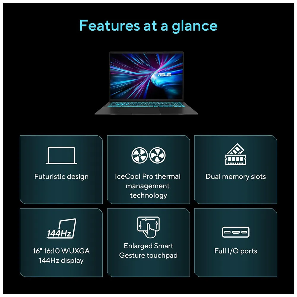 LAPTOP ASUS GAMING V16 16" 144HZ core 7 240H 32GB ram 1TB disco SSD video 8GB RTX 5060 8GB W11 LAPTOP ASUS GAMER V16 V3607VM-DS79 - Vista 2