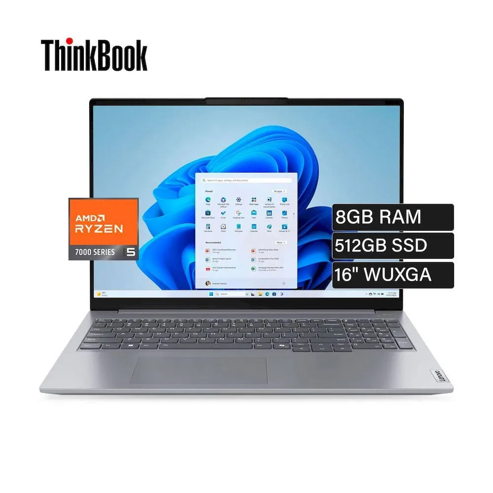 Laptop Lenovo ThinkBook 16 G7 ARP Ryzen 5 7535HS 8GB 512GB SSD W11 Pro - Vista 1