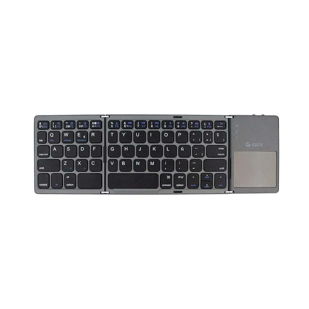 TECLADO TEROS TE-4075S PLEGABLE INALAMBRICO BT 3.0 GRIS USB-C - Vista 1