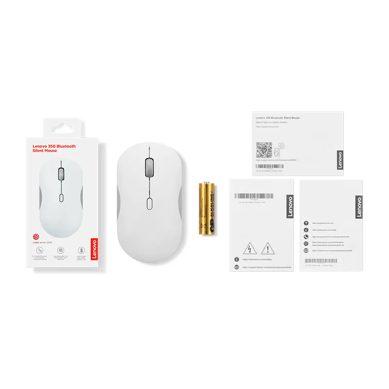 Mouse Lenovo 350 silencioso inalambrico (Dual Bluetooth 5.3) Color gris nube, sin batería - Vista 3