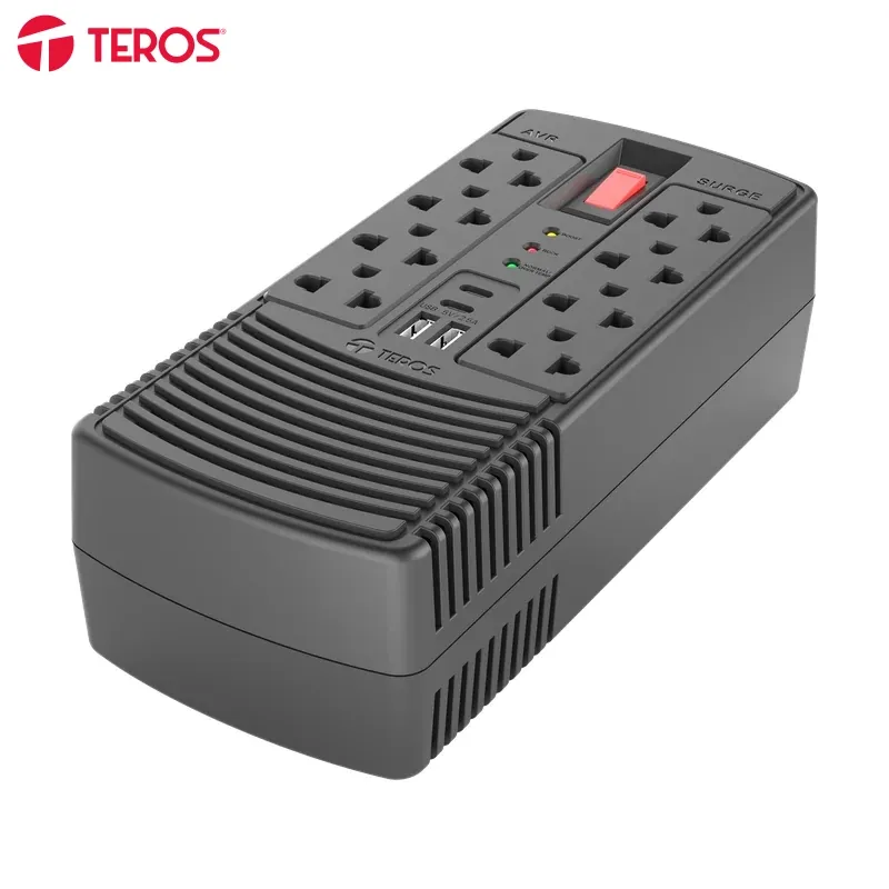 Estabilizador de voltaje TEROS TE-7182N, AVR, 1200VA, 600W, 184-276VAC - Vista 1